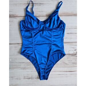 Royal Blue Satin Bodysuit sz L